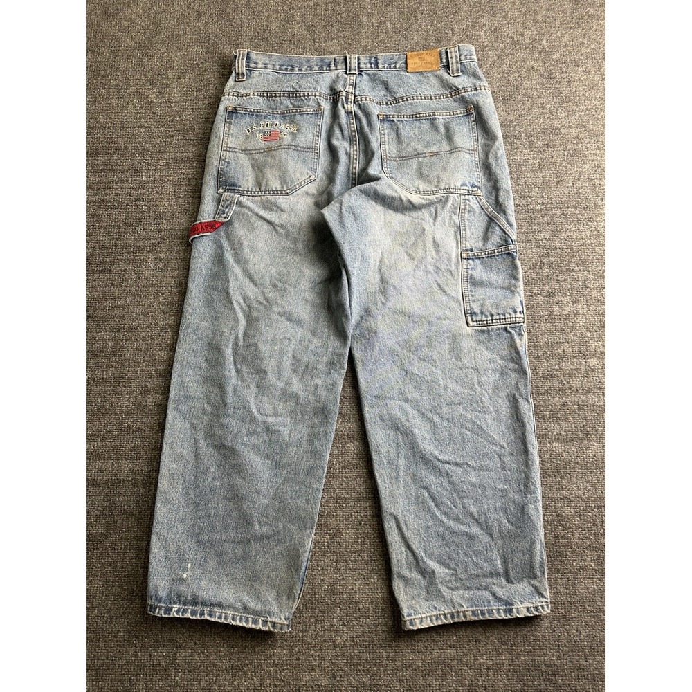 Mens U.S. Polo Assn Carpenter Jeans Light Wash Utility Denim, Size 38x30